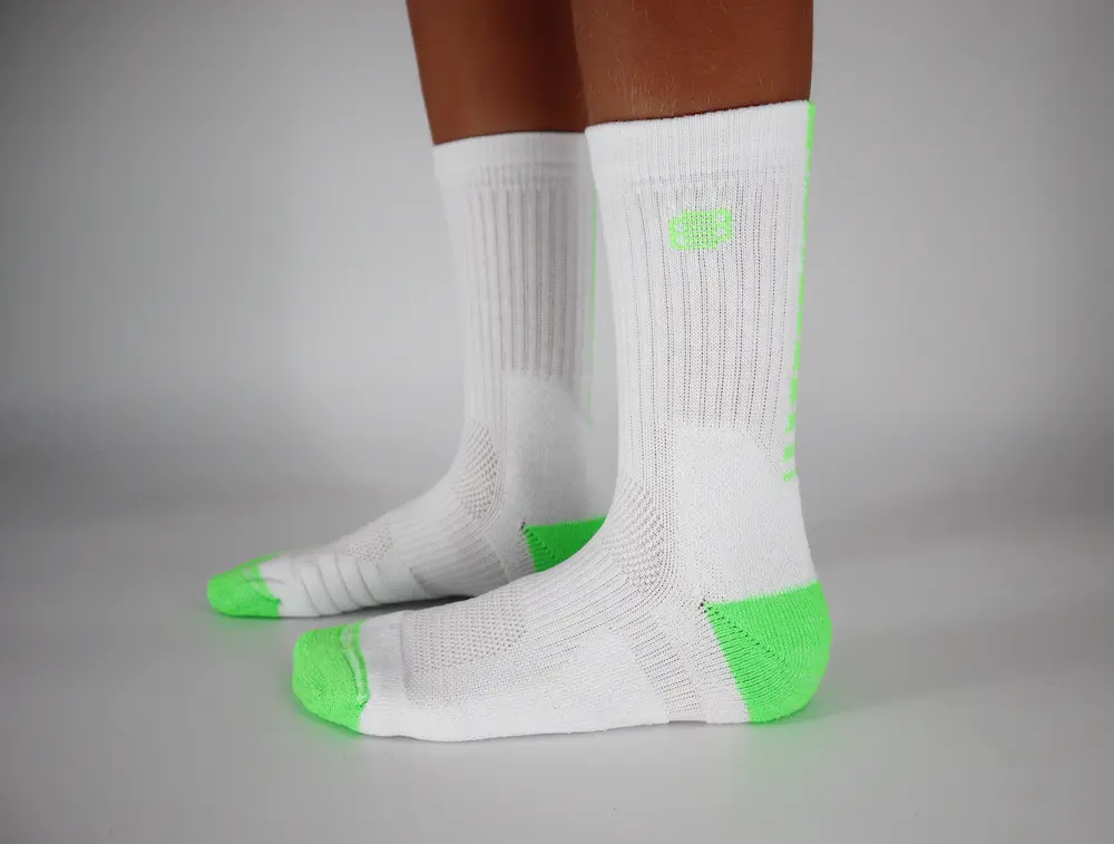 Chaussettes basket up time blanc vert 2